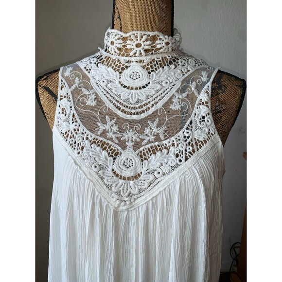 J For Justice White Mini Flowing Hippie Coquette Girl Summer Crochet Dress MED - Picture 2 of 9